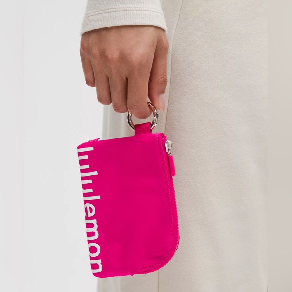 Lululemon Clippable Card Pouch- Passionate/White